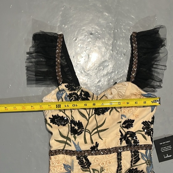 Lulus Show Stopper Cream Embroidered Sequin Bodycon Mini Dress - Picture 4 of 8